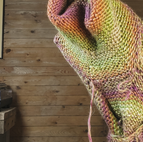 Vintage Hand Knit Handmade Acrylic Autumn Sweater - Picture 6 of 7